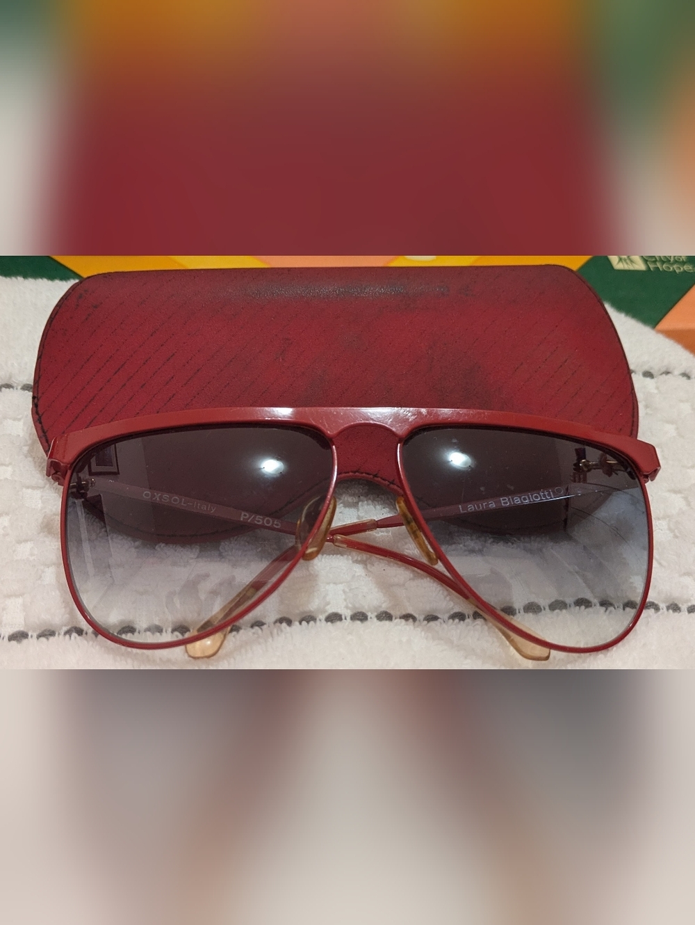 Vintage Laura Biagiotti Red Aviator Sunglasses